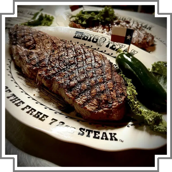 Steak on a plate with a decorative background