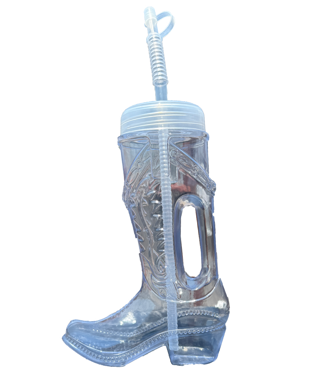 Big Texan Clear Boot Mug with Lid Straw – 27oz – The Big Texan
