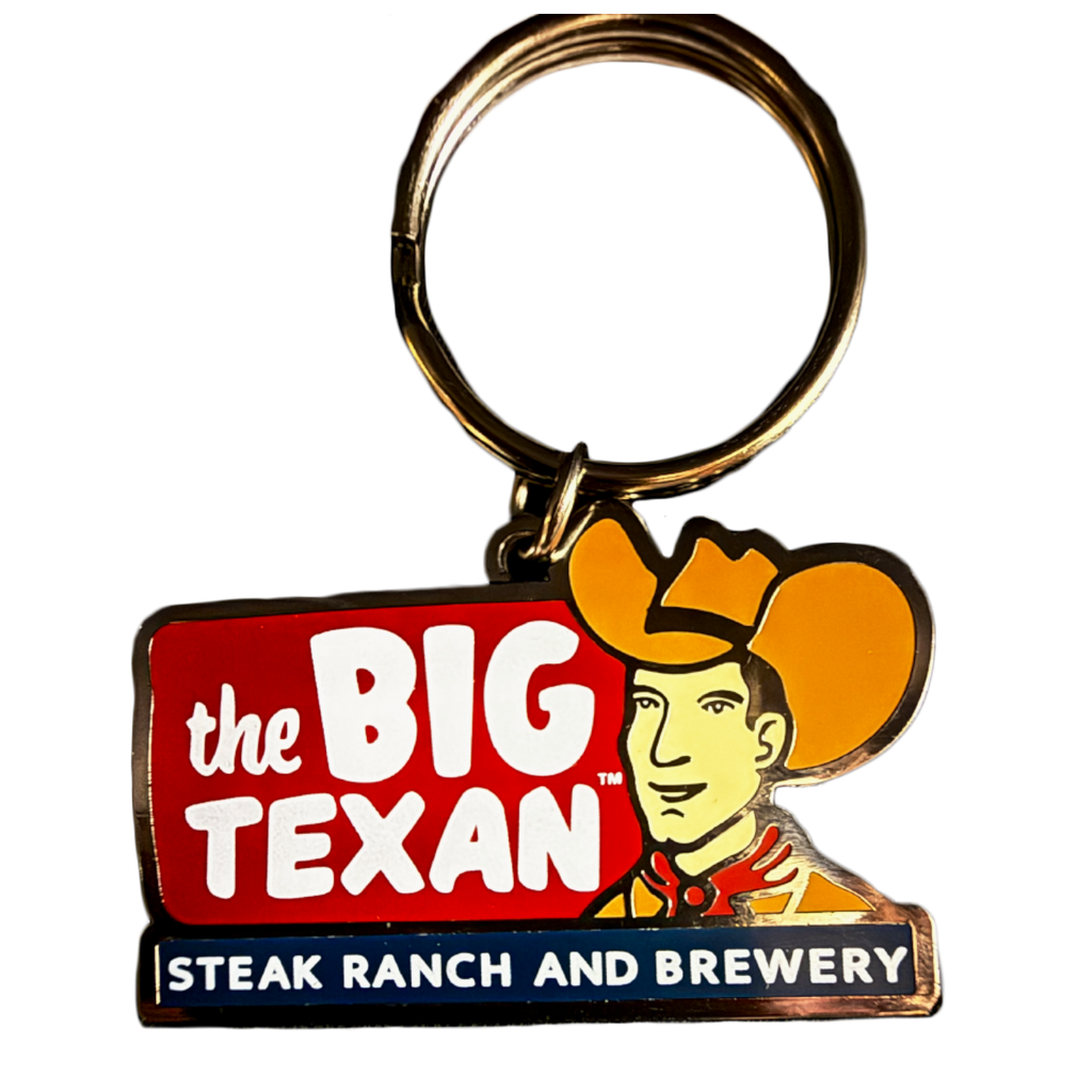 Keychain with 'the Big Texan' on it with cowboy head 