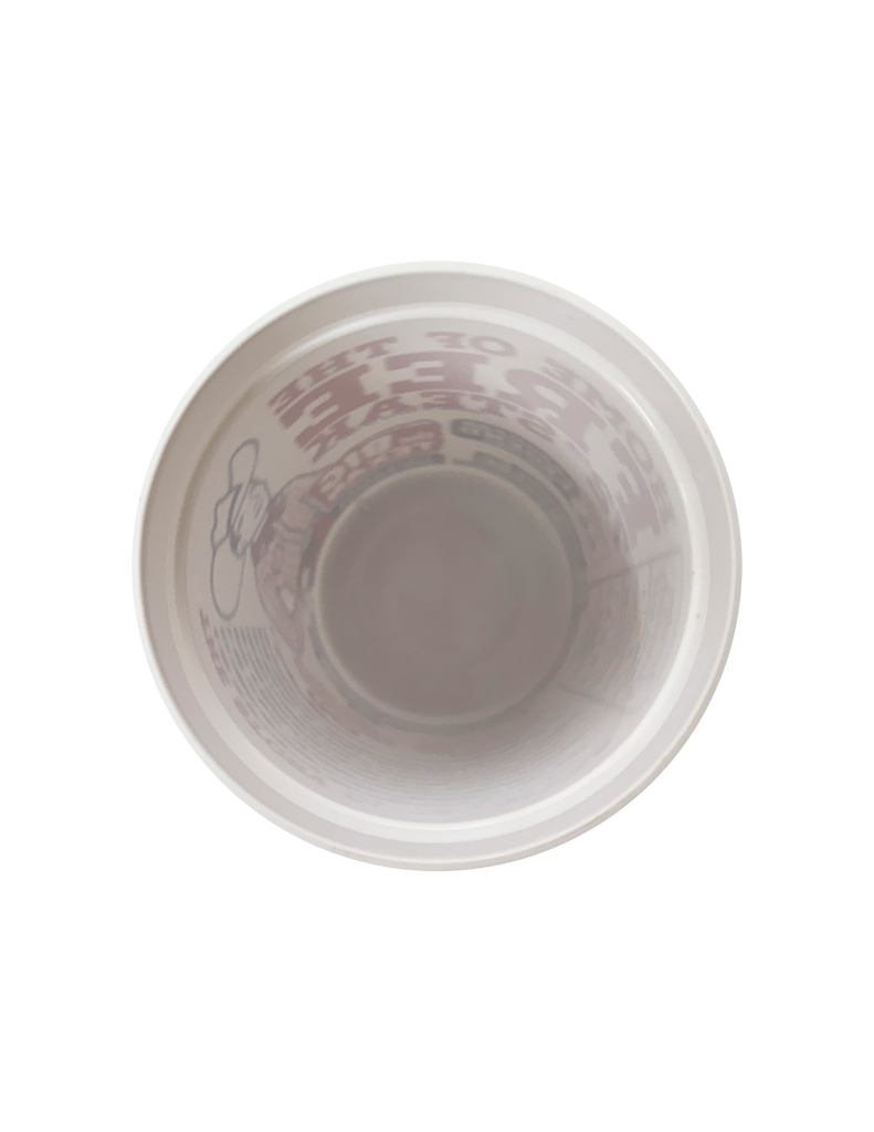 White plastic cup from above 