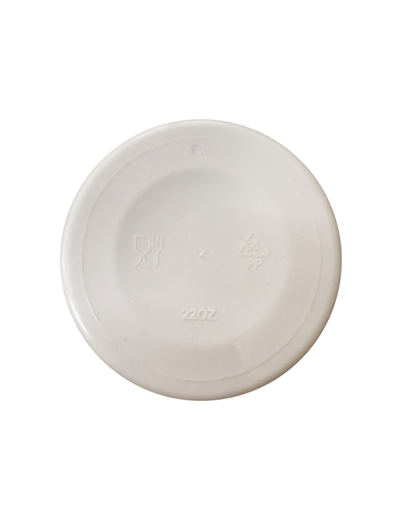 White round plastic base of a cup with '22oz' imprinted on it.